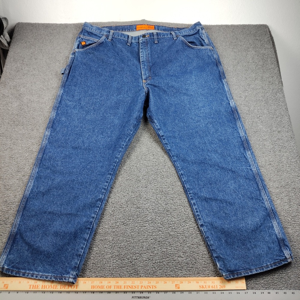 Wrangler Jeans Mens 44x29 Riggs FR Workwear Blue Carpenter 100% Cotton